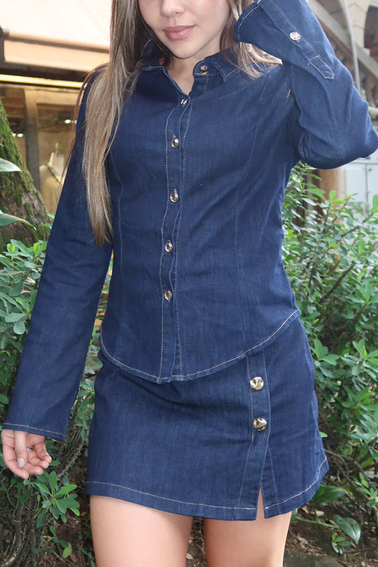 Blusa denim - 10466LT
