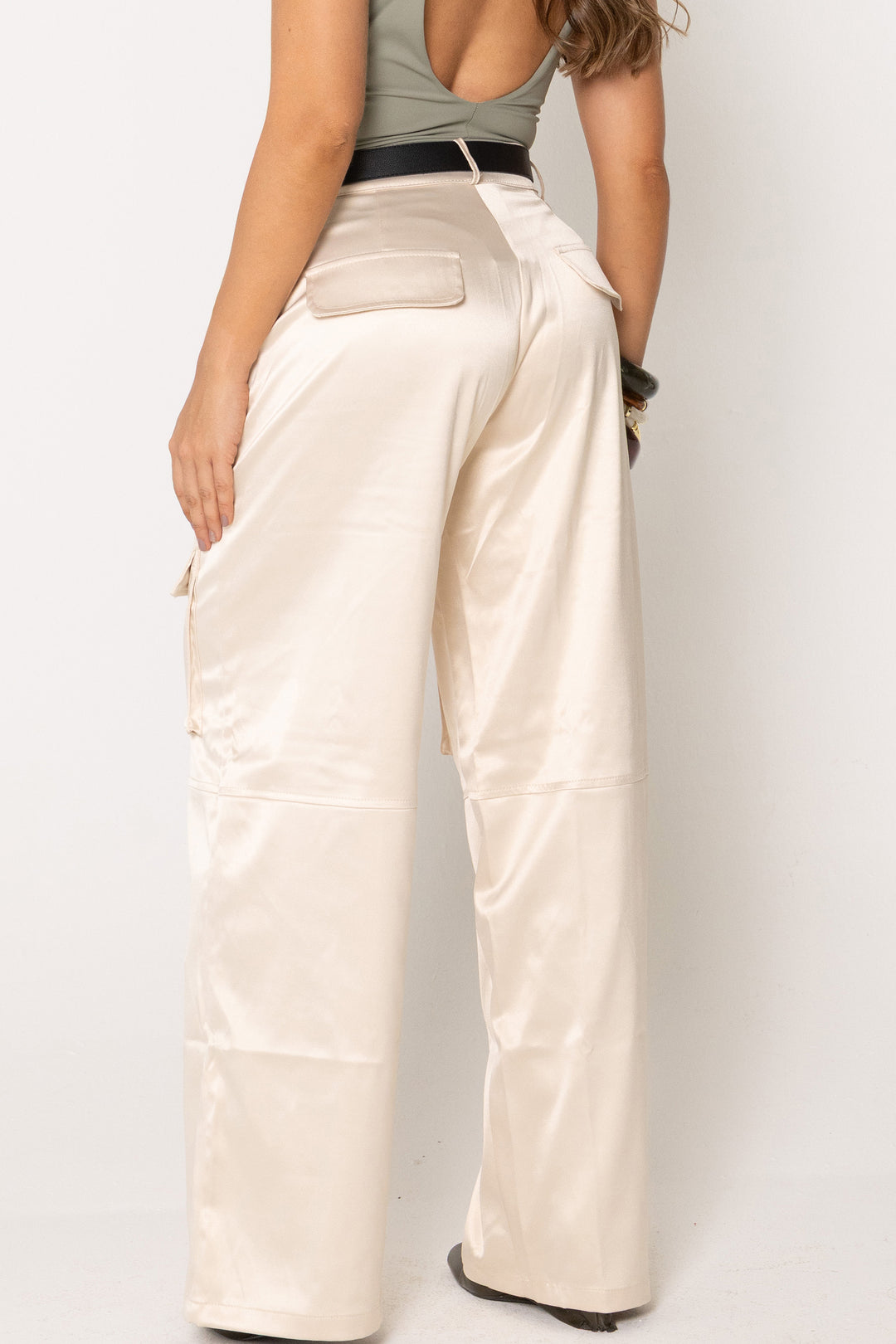 Pantalon cargo satin - BLACK2086
