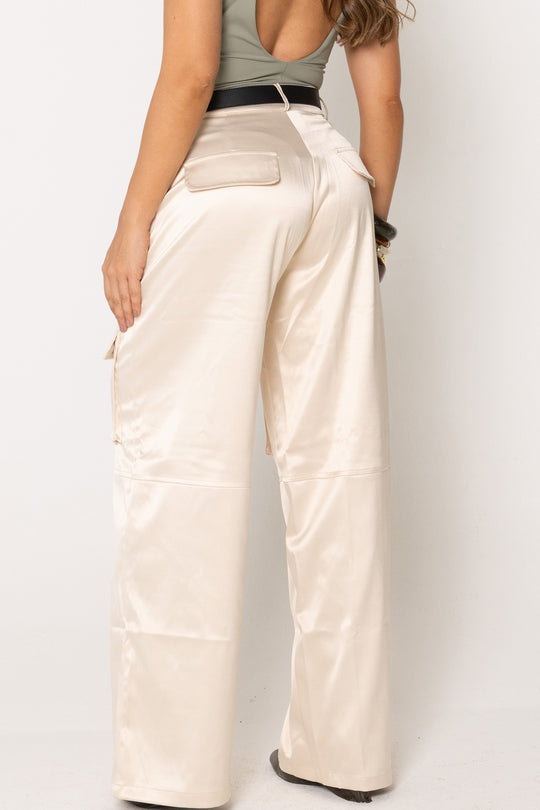 Pantalon cargo satin - BLACK2086