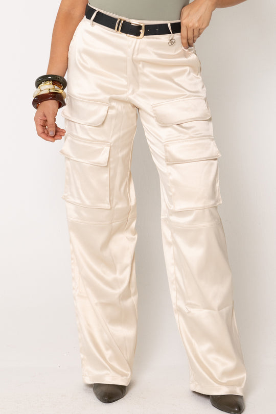 Pantalon cargo satin - BLACK2086