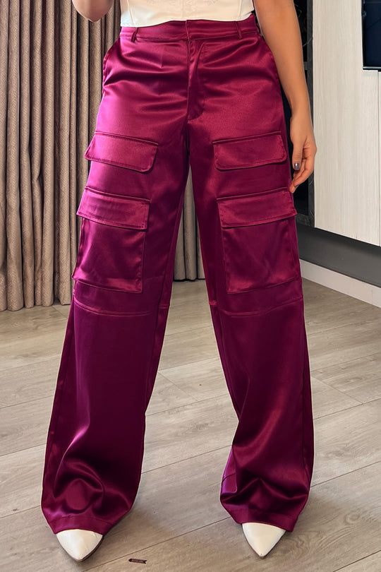 Pantalon cargo satin - BLACK2086
