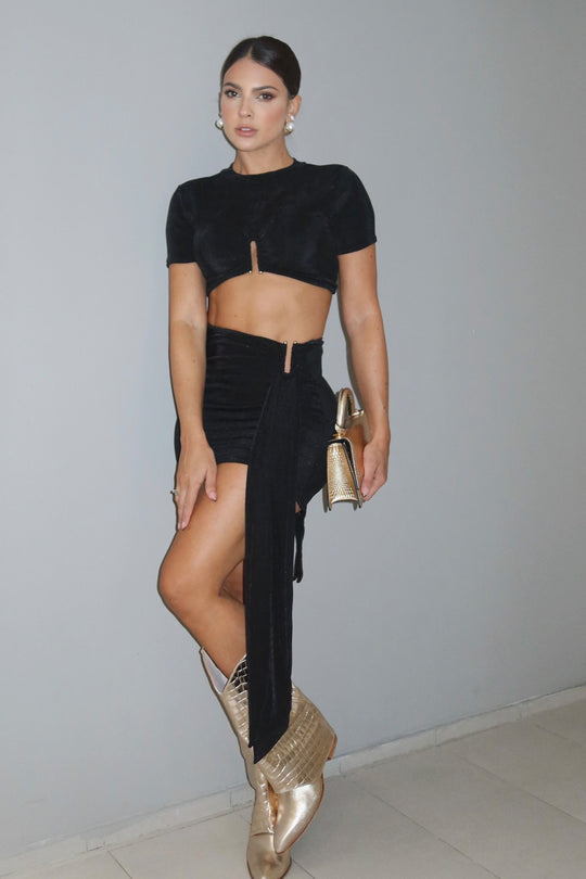 Set falda con herrajes - BLACK2549