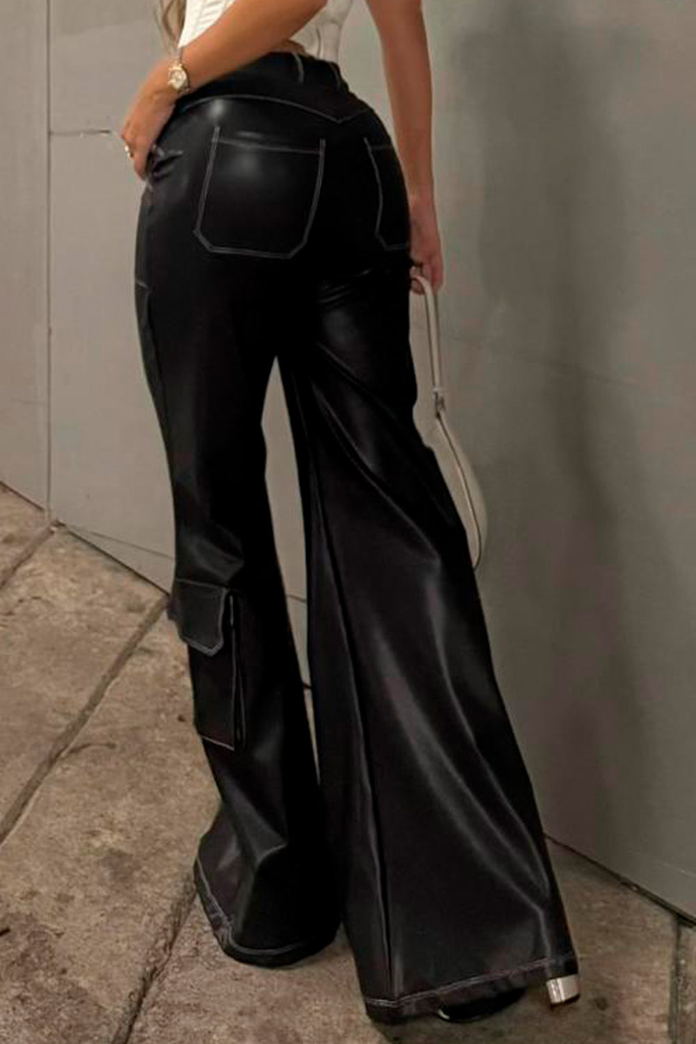 Pantalon hilo blaco cuero - KUO1876