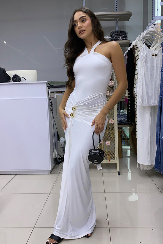 Vestido largo broche - LD11557