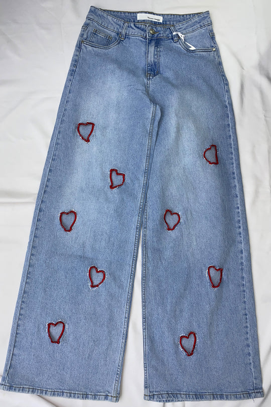 Jeans corazones rojos- Q190-1