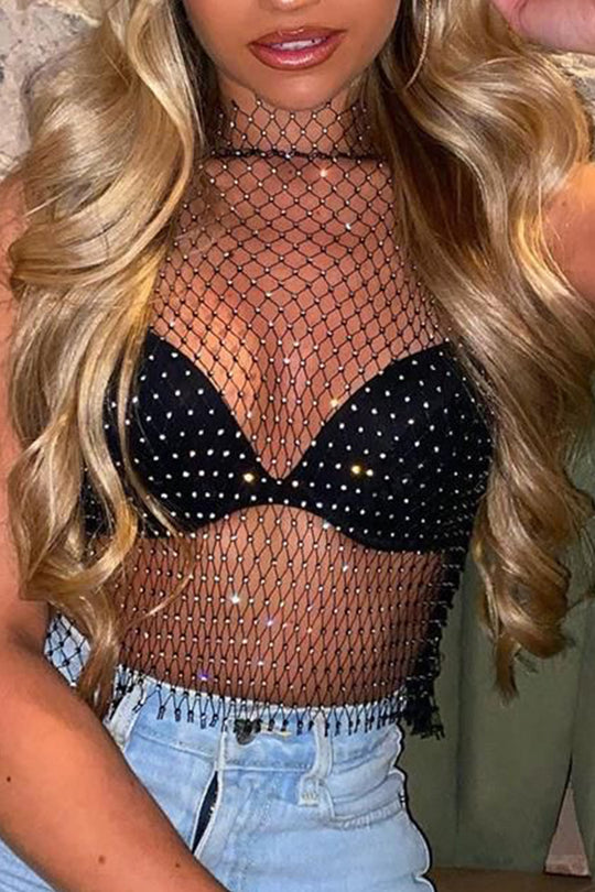 Crop top tejido tipo red